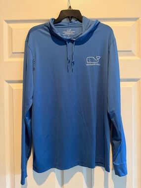 Vineyard Vines Blue Hooded Long Sleeve Pullover with White Whale Logo